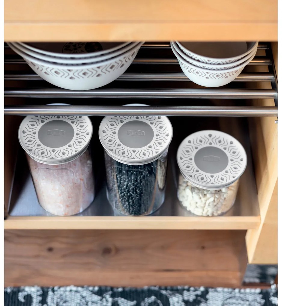 STEFANPLAST Súprava 3 okrúhlych dóz Tosca, transparetná/šedá