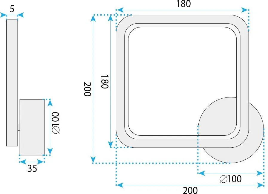 Toolight Toolight, LED nástenné svietidlo, 7W, 3000K, 1000 lm, LHJ125-W, chrómová, OSW-03280