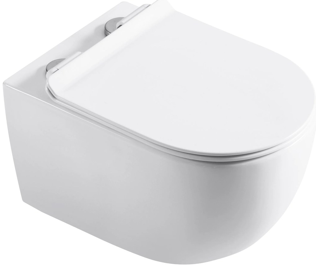 Cerano Felci, závesná WC misa Rimless 525x360x355 mm + UF toaletné sedátko, biela lesklá, CER-CER-417377