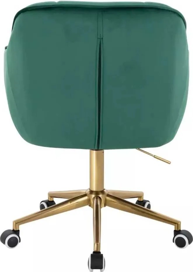 LuxuryForm DESIGN Stolička AVOLA VELUR na zlatej podstave s kolieskami - zelená