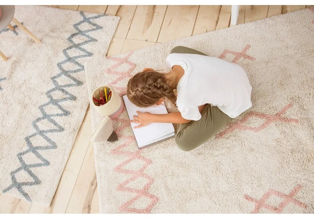 Ružovo-krémový prateľný ručne tkaný bavlnený koberec 120x160 cm Atlas Natural – Lorena Canals