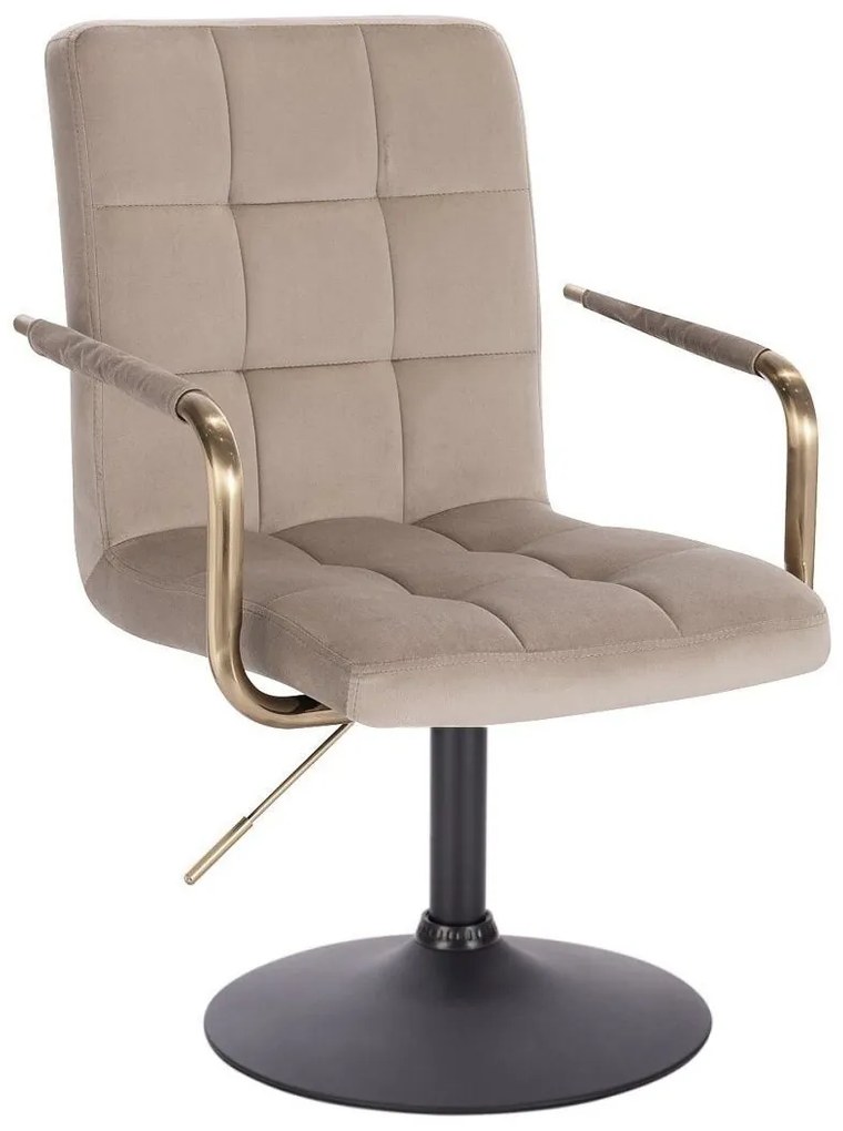 LuxuryForm DESIGN Otočná stolička VERONA GOLD VELUR na čiernom tanieri - latte