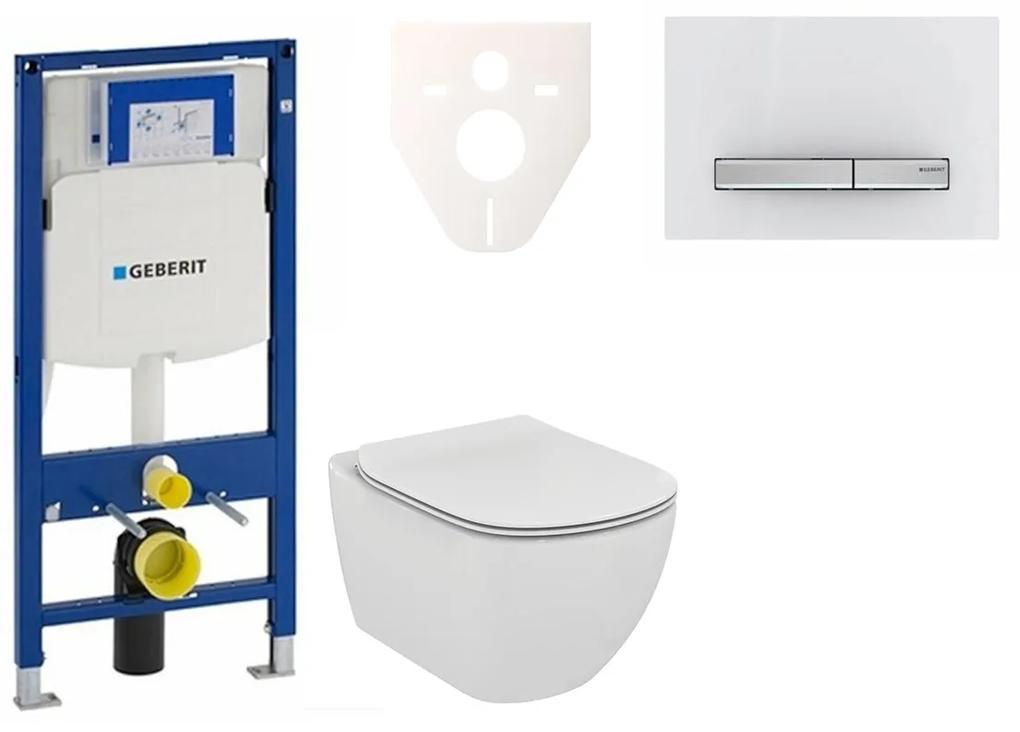 Cenovo zvýhodnený závesný WC set Geberit do ľahkých stien / predstenová montáž + WC Ideal Standard Tesi 111.300.00.5NE8