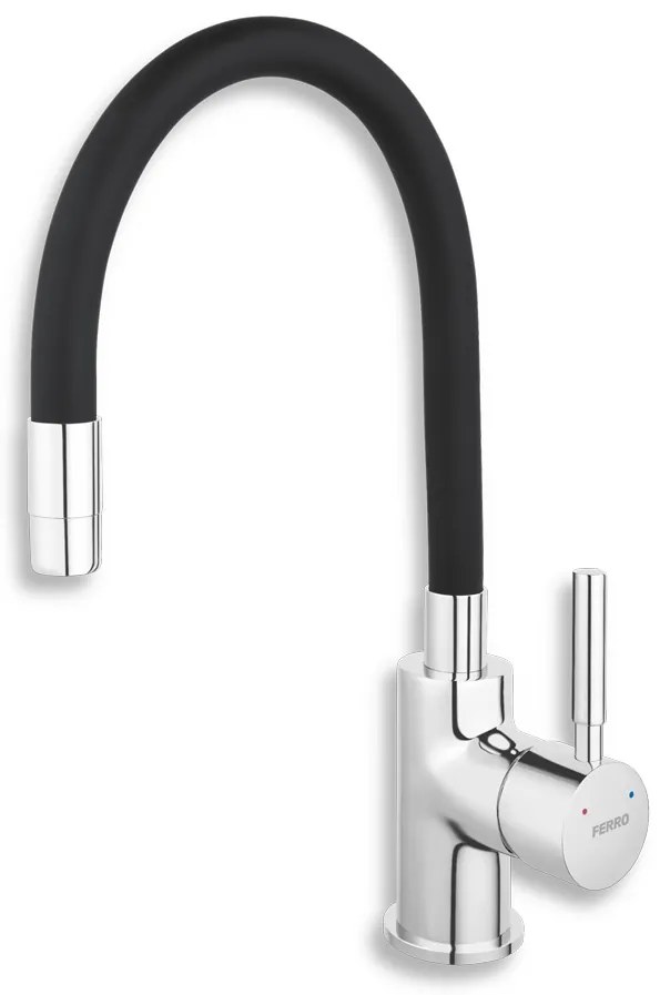 Ferro Zumba, drezová stojánková batéria s elastickým ramenom, čierna-chrómová, 70710-0C