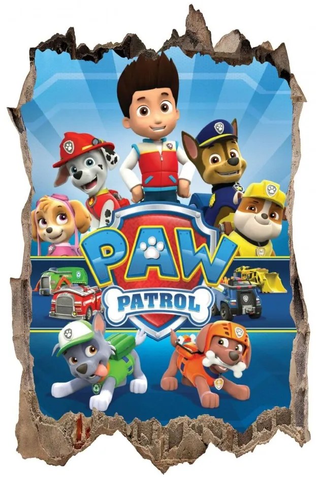 Nálepka na stenu Paw Patrol 3D 47x73cm