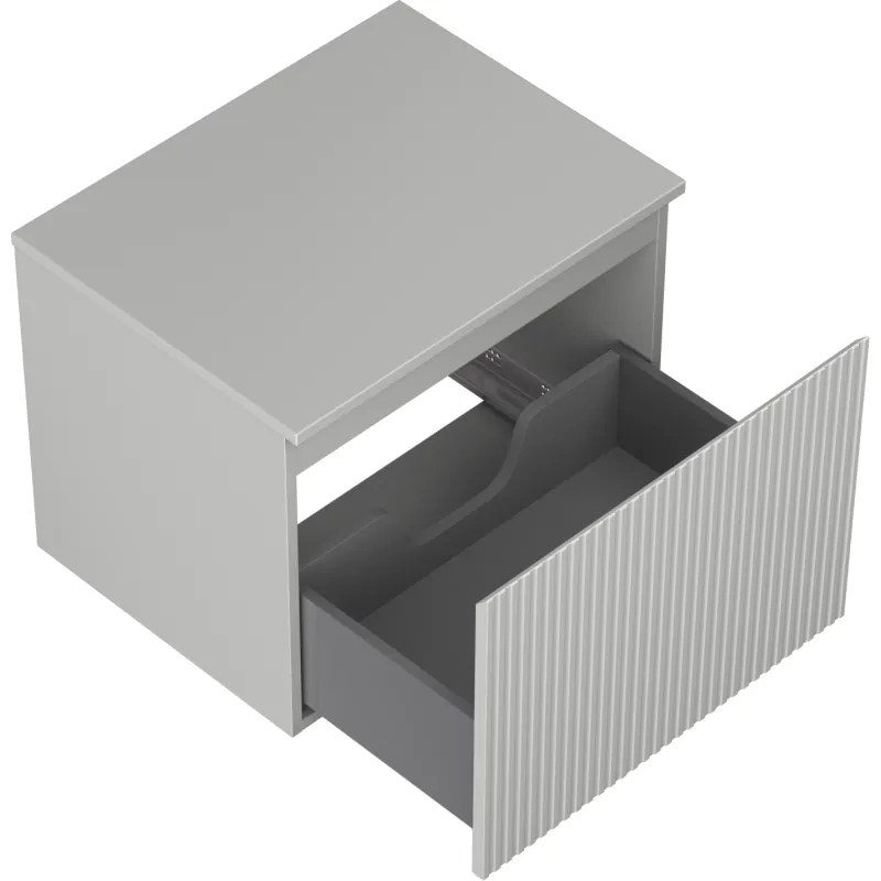 Mexen Rivel, kúpeľňová skrinka 60 cm s pracovnou doskou, 1 zásuvka, drážkovaná, matná sivá, 91A20-06047-1-BFC62