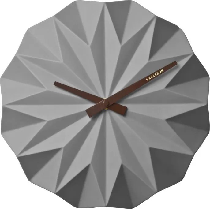 Sivé nástenné hodiny Karlsson Origami