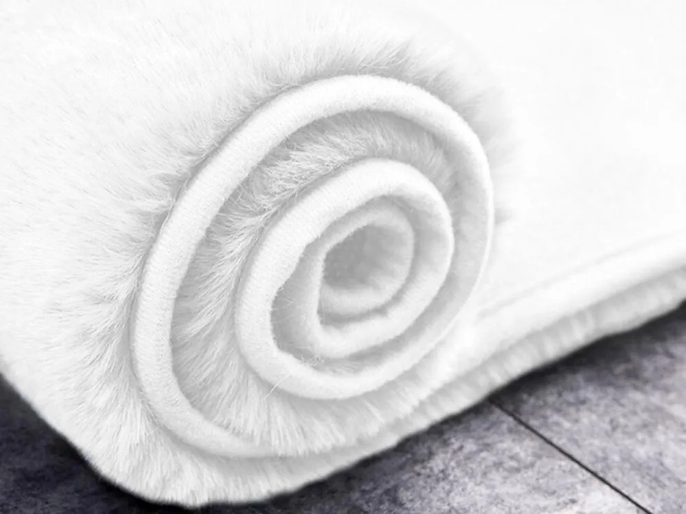 Biely koberec Rabbit s efektom králičej kožušiny – obdĺžnik Rozmer: 100x150 cm