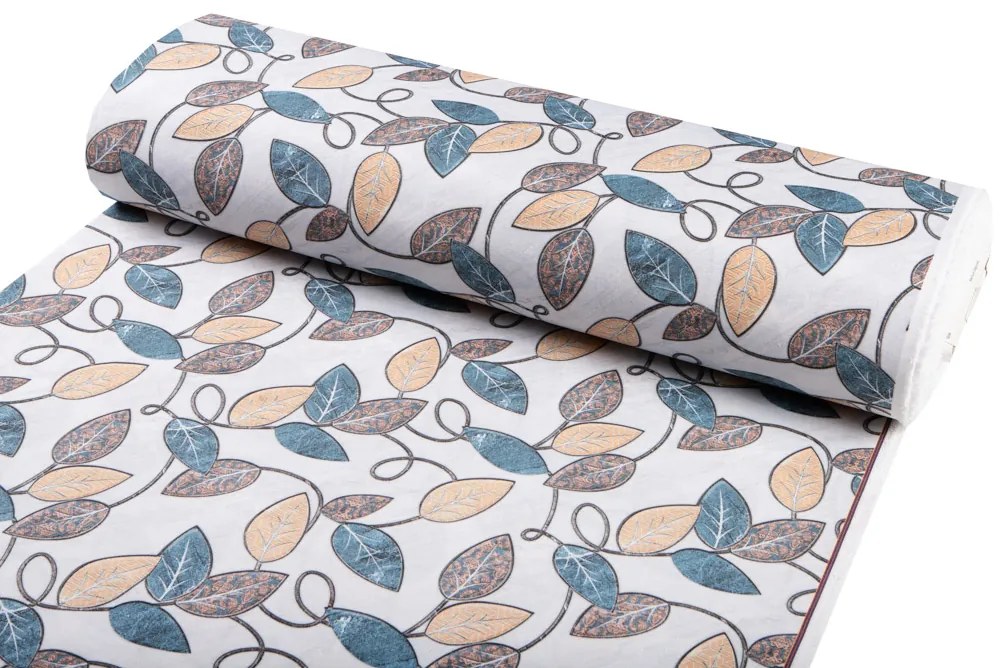 Biante Dekoračný oválny obrus PML-035 Modro-žlté listy 140x220 cm