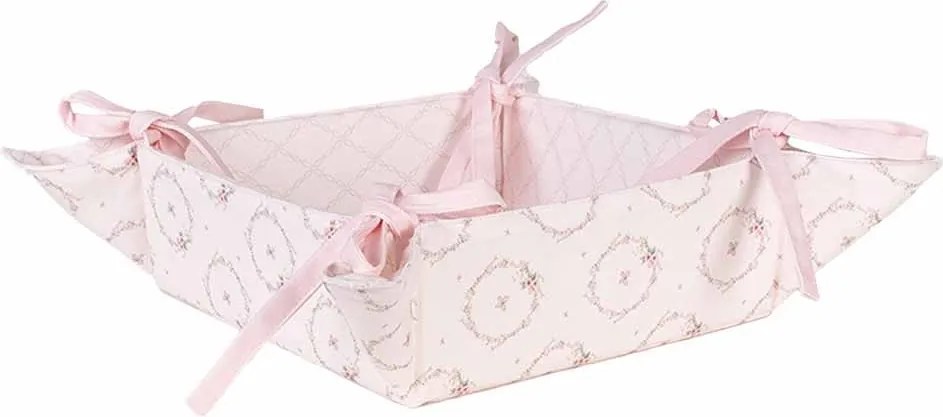 Ružový bavlnený košík na pečivo so zajačikom Floral Easter Bunny - 35*35*8 cm
