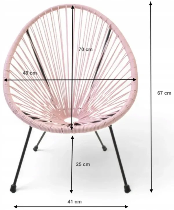 Detské záhradné kresielko z technoratanu Mini Kids ružová