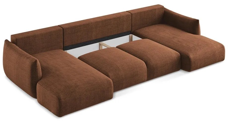 Terakotová rozkladacia rohová pohovka (do tvaru "U") Leila – Makamii