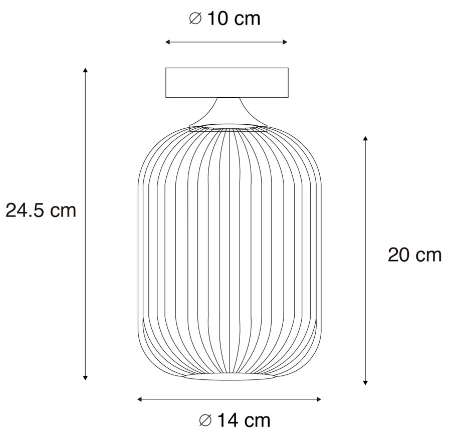 Stropné svietidlo v štýle Art Deco čierne s dymovým sklom - Banci