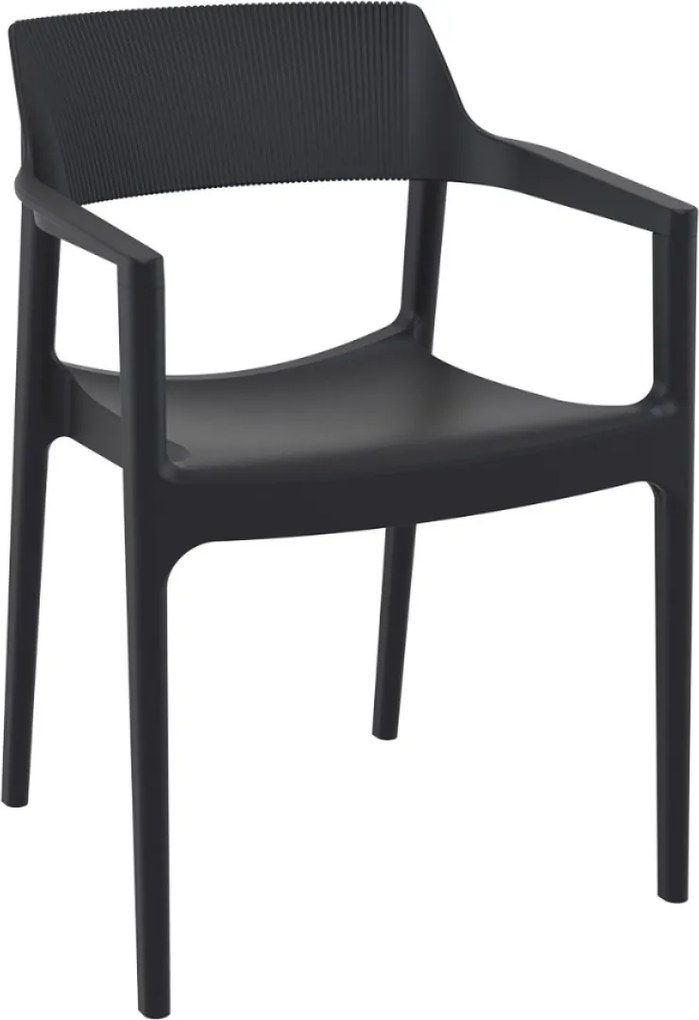 TULUM záhradná stolička s podrúčkami dark grey