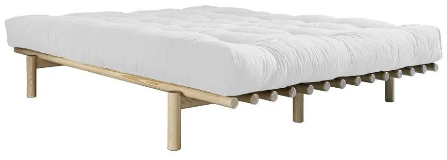 Dvojlôžková posteľ z borovicového dreva s matracom Karup Design Pace Double Latex Natural/Natural, 160 × 200 cm