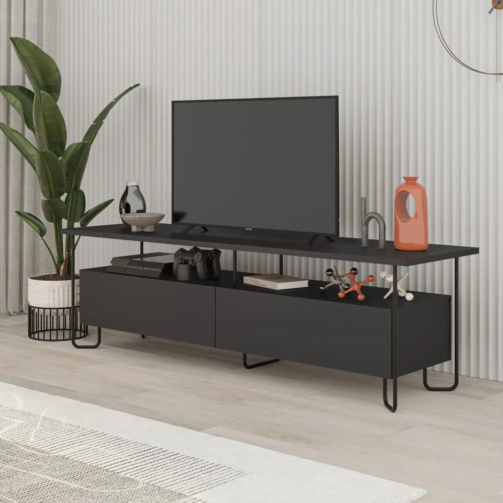 Čierny TV stolík 150x45 cm Dilly – Marckeric