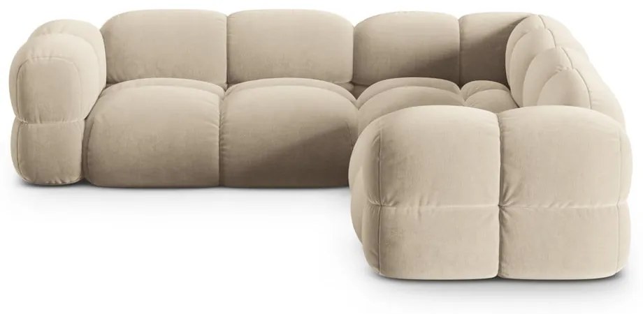 Béžová zamatová rohová pohovka Loretto – Cosmopolitan Design