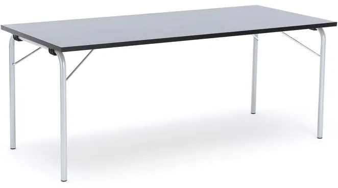 Skladací stôl NICKE, 1800x800x720 mm, linoleum - tmavošedá, strieborná