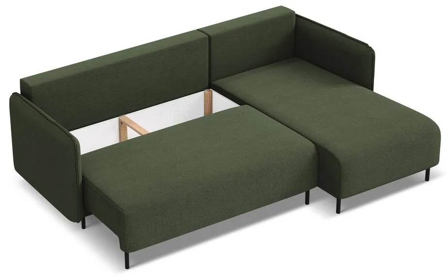 Zelená rozkladacia/s úložným priestorom rohová pohovka (pravý roh) Luana – Makamii