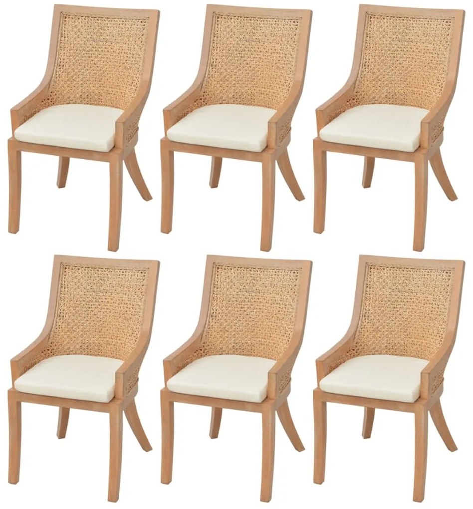 vidaXL Jedálenské stoličky 6 ks, ratan a mangový masív
