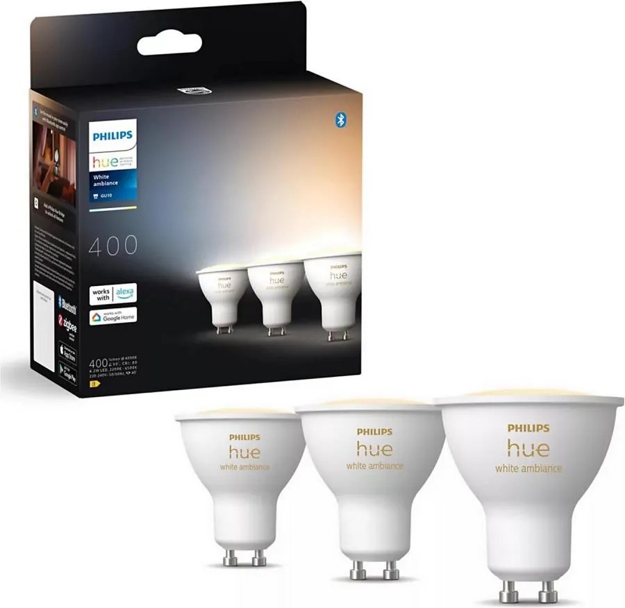 SADA 3x LED Stmievateľná žiarovka Philips Hue WHITE AMB. GU10/4,2W/230V 2200-6500K