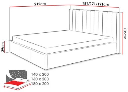 Manželská posteľ 180 cm Newarona (modrá) (s roštom) (s úl. priestorom). Vlastná spoľahlivá doprava až k Vám domov. 1104405