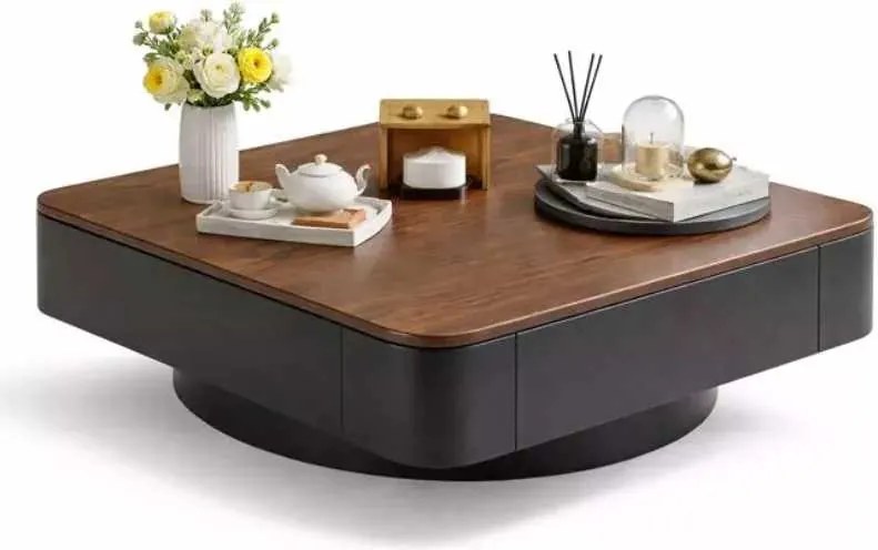 LuxuryForm DESIGN Konferenčný stolík MODENA 80 × 80 cm – hnedý, čierny (set)