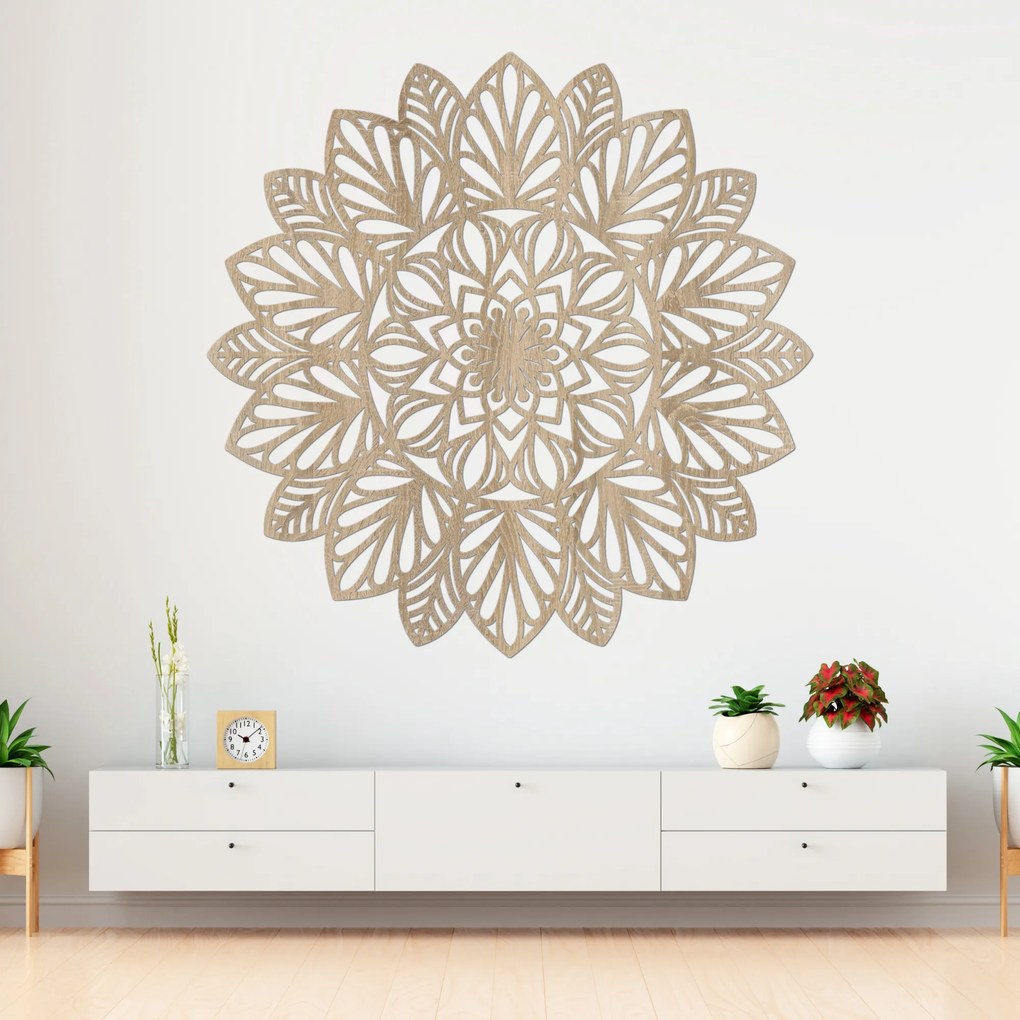Drevená mandala na stenu | LOTUS: HDF - Orech 20 cm 4402-83848 HDF0255