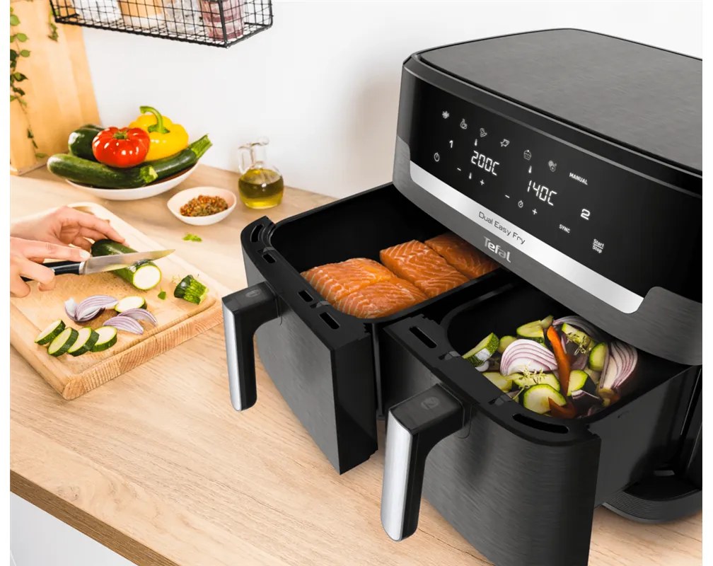 Teplovzdušná fritéza Tefal Dual XXL Easy Fry EY942HE0 Čierna