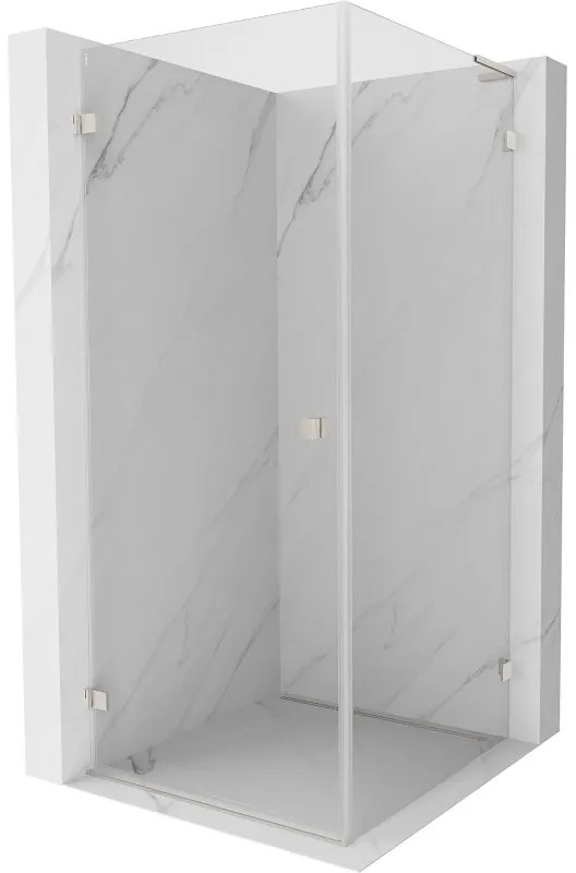 Mexen Lunar-B L sklápací sprchový kút ľavý 90 x 90 cm, číre sklo, brúsená oceľ, 832L-090-090-97-00-L