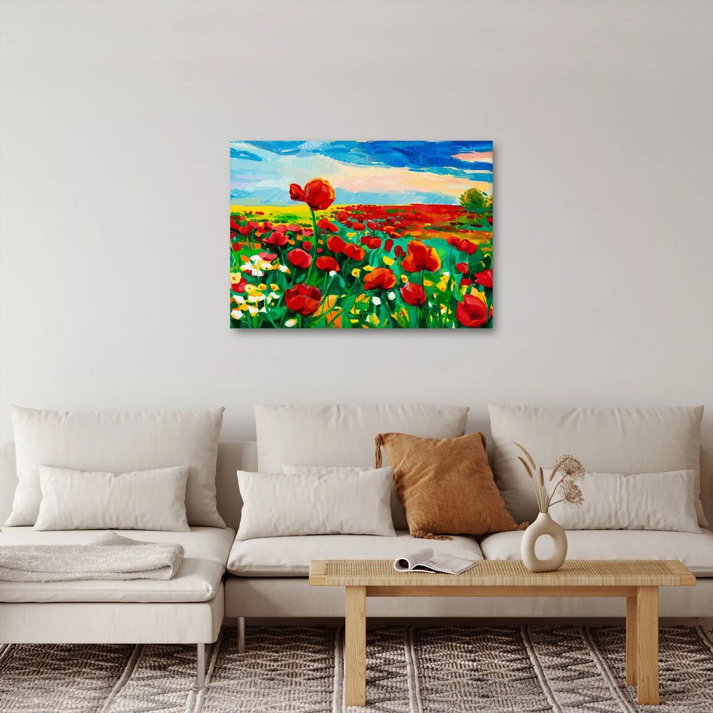 Obraz poľa s vlčími makmi (70x50 cm)