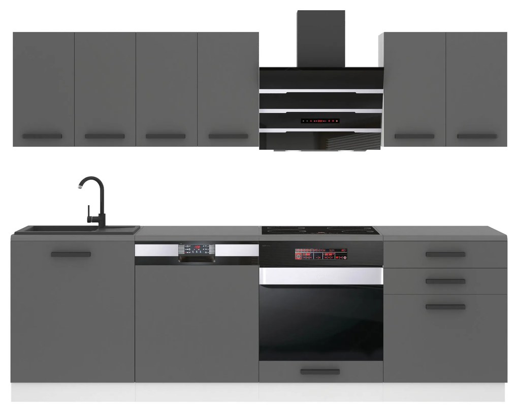 Kuchynská linka Belini Premium Full Version 240 cm šedý mat s pracovnou doskou SUSAN