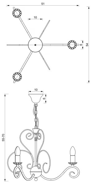 Luster na reťazi MAURO 3xE14/60W/230V