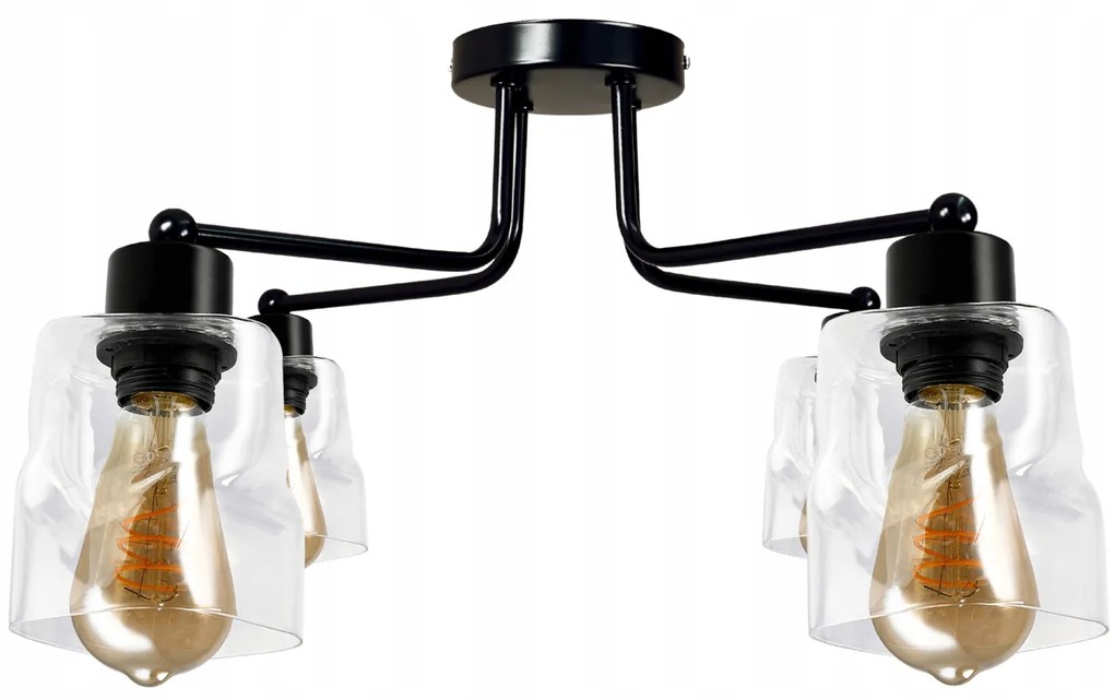 BERGE LED luster stropné svietidlo 2xE27, rolovací, priehľadný štvorec