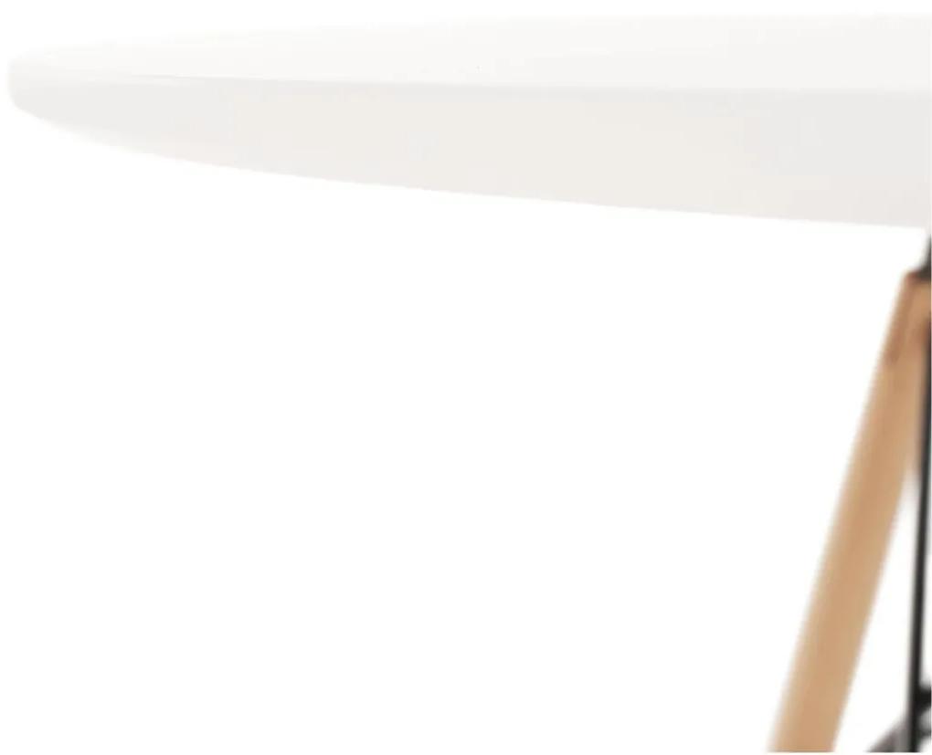 Tempo Kondela Jedálenský stôl, biela/buk, priemer 90 cm, GAMIN NEW 90