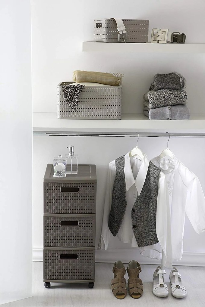 Rotho Plastový košík COUNTRY, rovný, béžový (6l - 28x19x13)