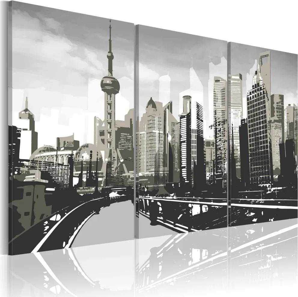 Obraz na plátne Bimago - Grey Shanghai 60x40 cm