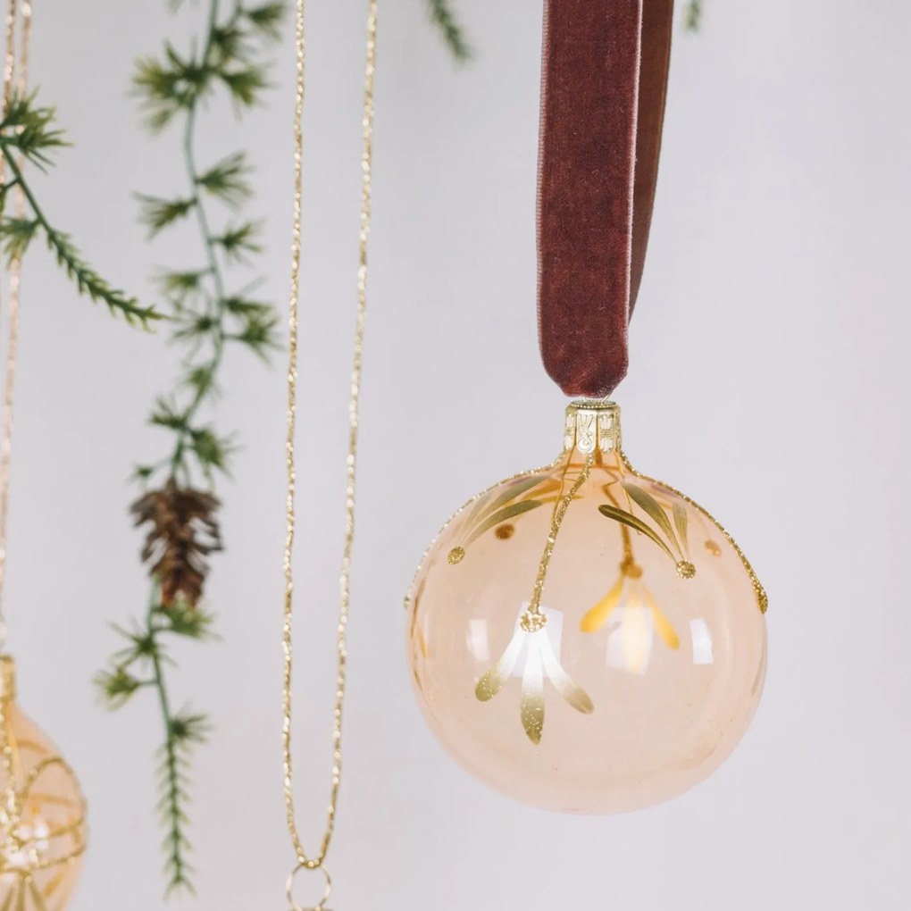 Bella Rose Sklenená vianočná ozdoba Guľa Ružová Lesk 1 Menšia