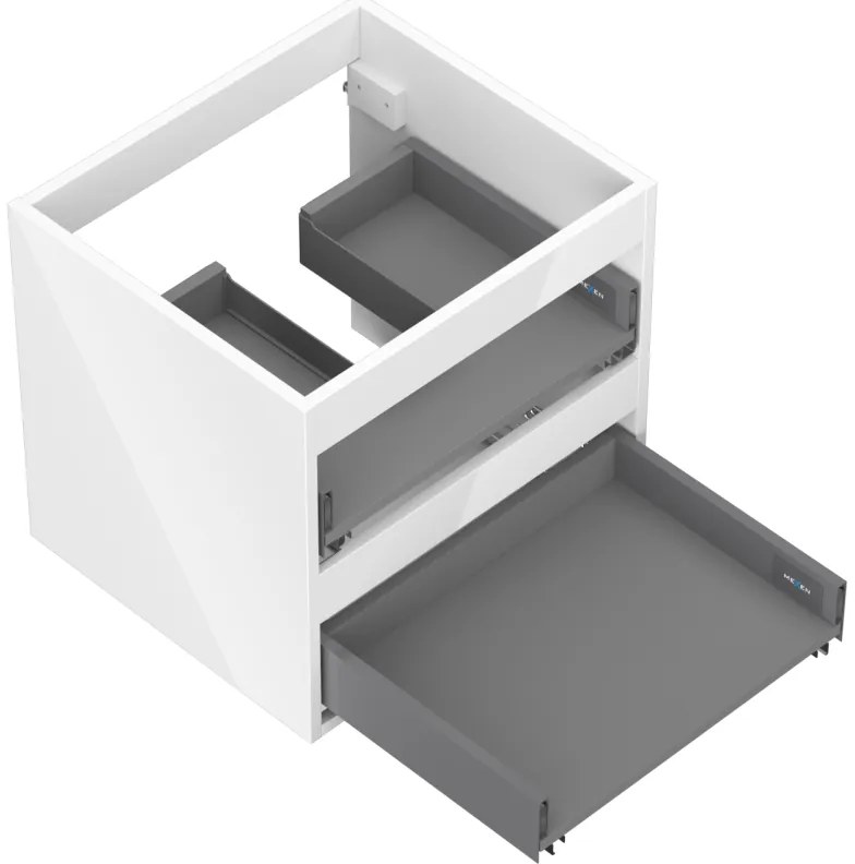 Mexen Box-A, závesná skrinka 50 cm, 2 zásuvky, biela lesklá, 91AX0-0500-470-2-00