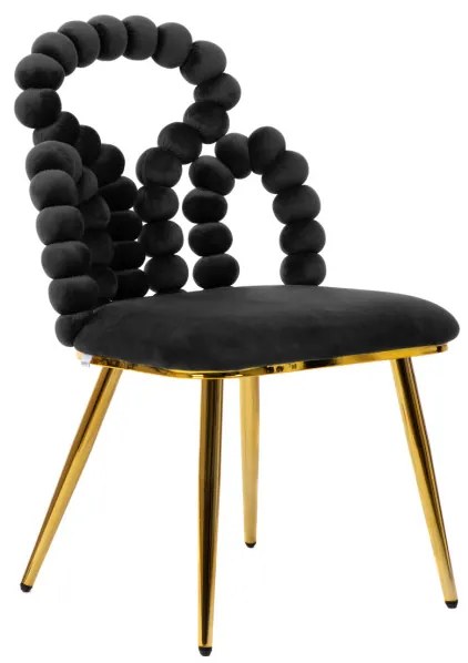 Jedálenská stolička BUBBLE BEAM zamatová čierna so zlatými nohami 871837