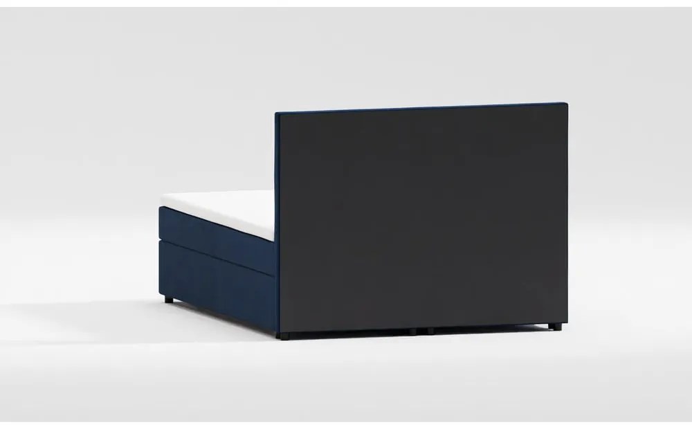 Tmavomodrá boxspring posteľ s úložným priestorom 140x200 cm Rico – Ropez
