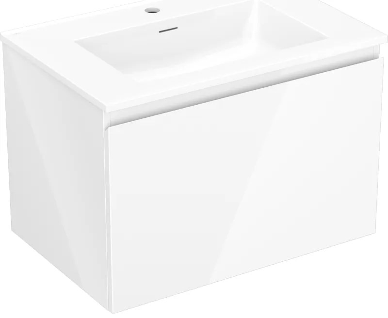 Mexen Orio, kúpeľňová skrinka 70 cm s umývadlom Otis, 1 zásuvka, biela lesklá, 91A10-07047-1-BF00-W18M00