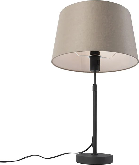 Stolná lampa čierna s tienidlom z ľanu taupe 35 cm nastaviteľná - Parte