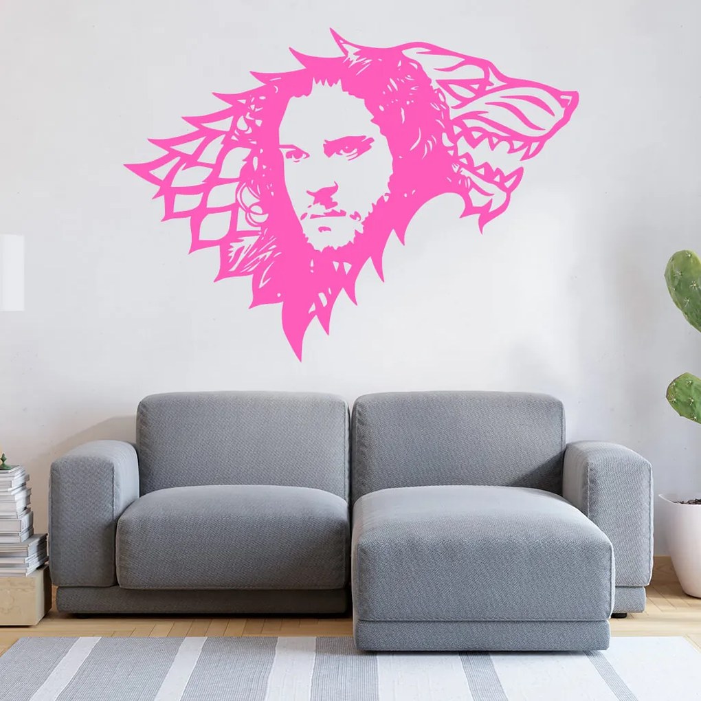 Veselá Stena Samolepka Jon Snow Hra o tróny Farba: růžová, Veľkosť: 100 x 73 cm