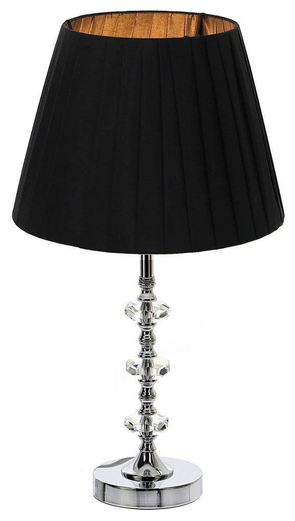 Dekorstudio Stolná lampa striebornej farby s čiernym tienidlom 49cm