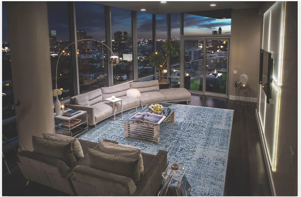 Ručne viazaný kusový koberec Diamond DC-JK 1 Silver / blue, 365x550, modrá, chodba / predsieň, Diamond Carpets India