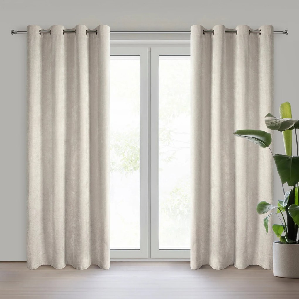 ZÁVES NA KRÚŽKOCH NILO 140X250 CM BÉŽOVÁ