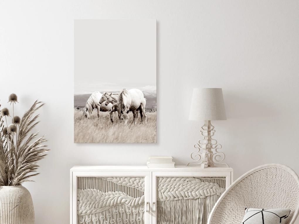 Artgeist Obraz - White Horses (1 Part) Vertical Veľkosť: 40x60, Verzia: Na talianskom plátne