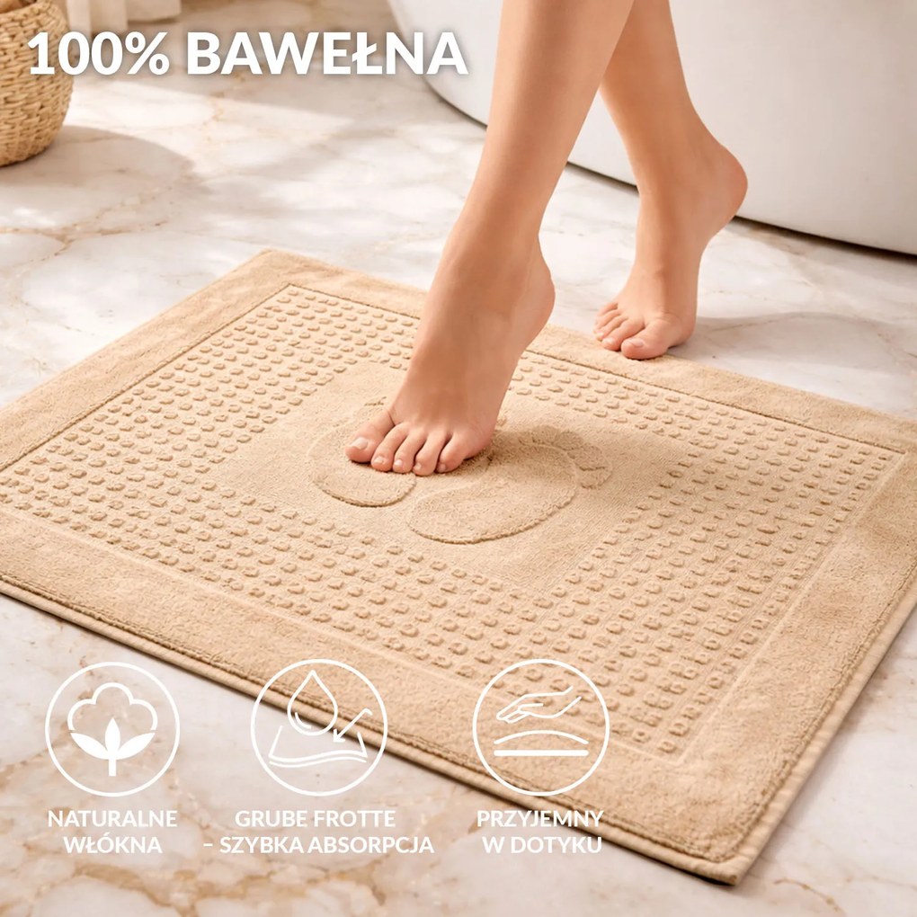 PODLOŽKA DO KÚPEĽNE HOTEL FEET BÉŽOVÁ 50X70 CM