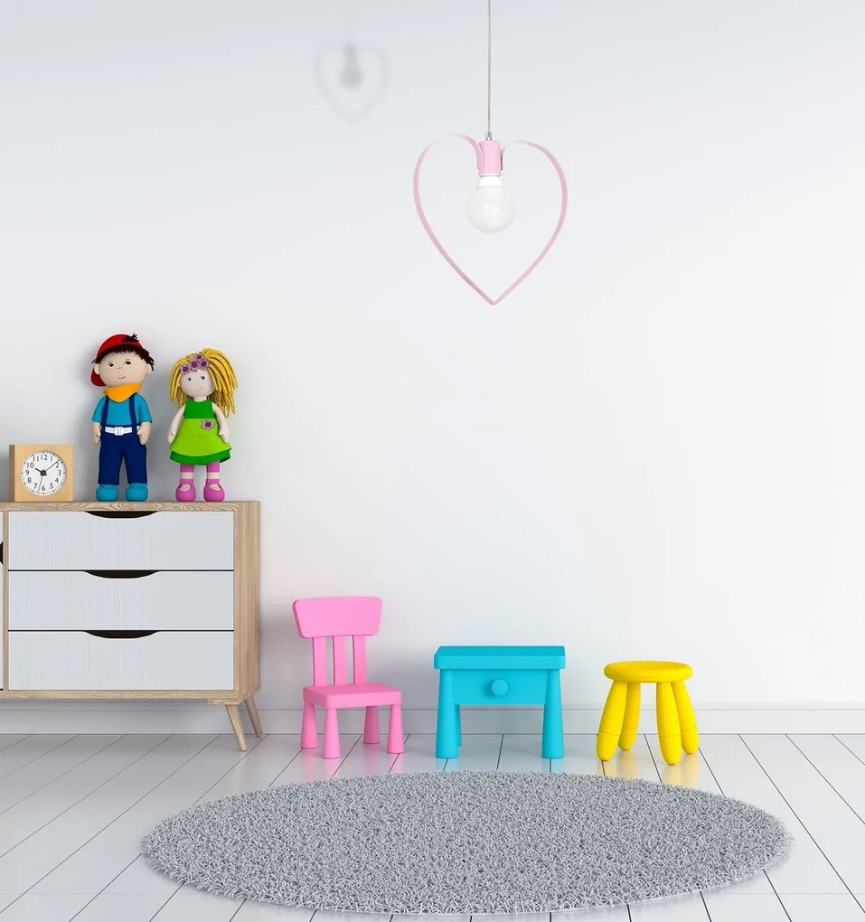 Detské závesné svietidlo Amore, 1x ružové kovové tienidlo, p